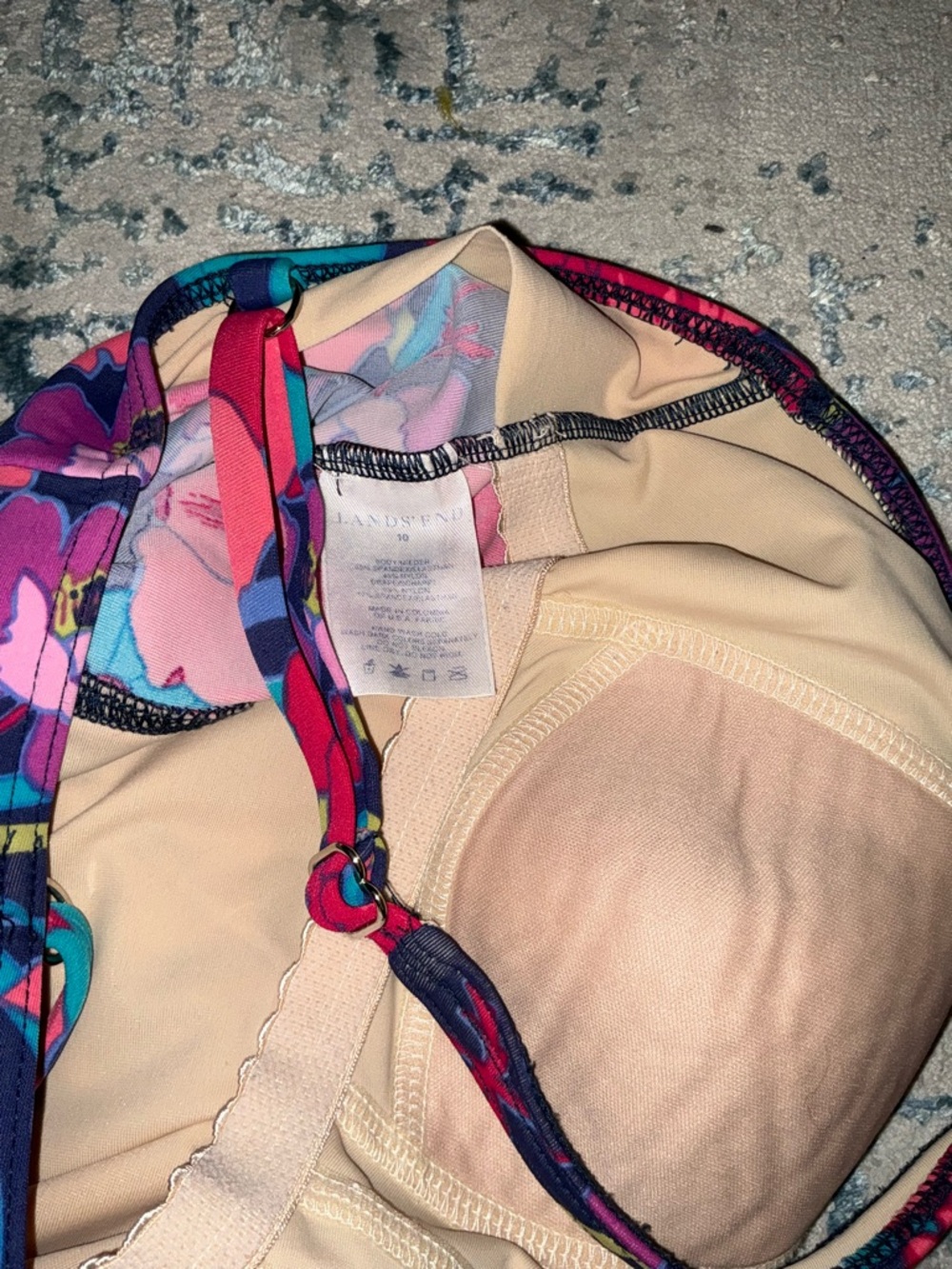 Lands End Floral One-Piece Swimsuit in Navy, Pink & Teal - Picture 5 of 6